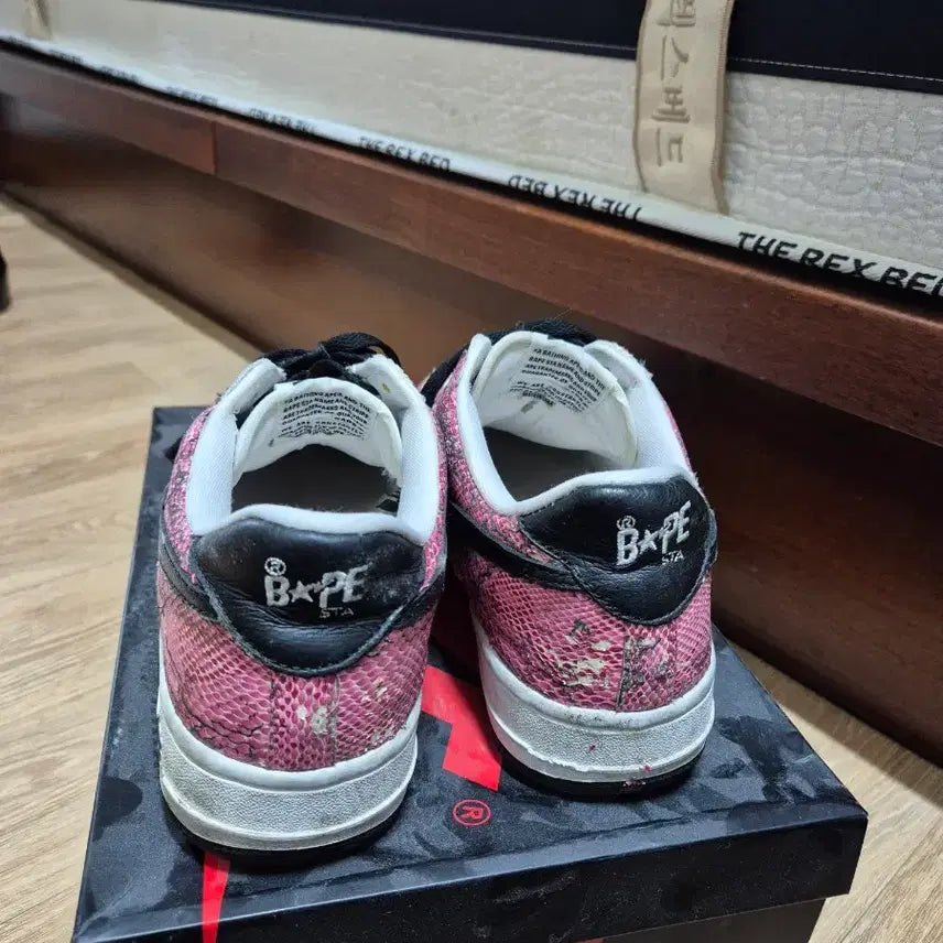 [BUNJANG] BAPE Bapesta Air Force Pink Snakeskin Sneakers / [275] 베이프스타 베이프 에어포스 핑크 뱀피 검핑