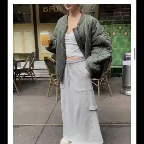 [BUNJANG] Linen Long Training Skirt - Grey / 리넨느 롱스커트 회색 트레이닝스커트