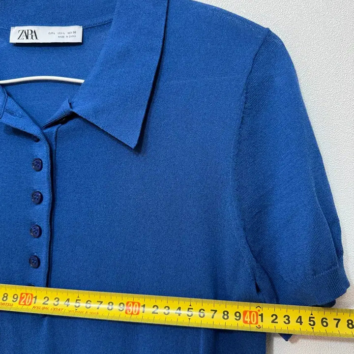 [BUNJANG] ZARA Blue Knit Polo Shirt / 자라 블루 여성 니트 반팔 폴로티 L