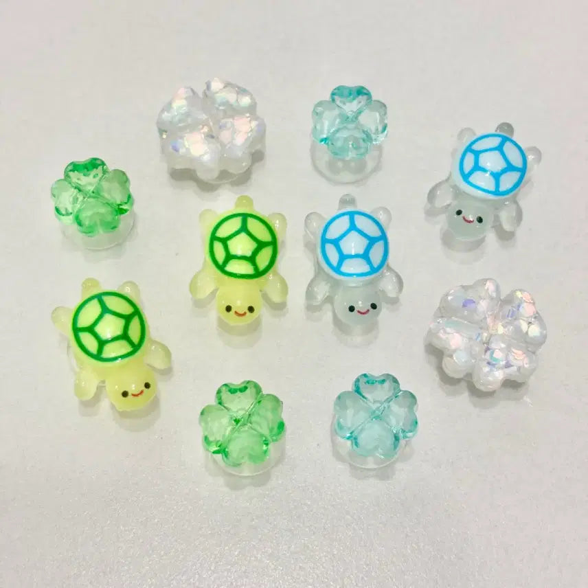 [BUNJANG] Clover Turtle Shoe Charms Set / 새상품) 네잎클로버 거북이 지비츠 자비츠 찌비츠 10개 세트 실리콘참