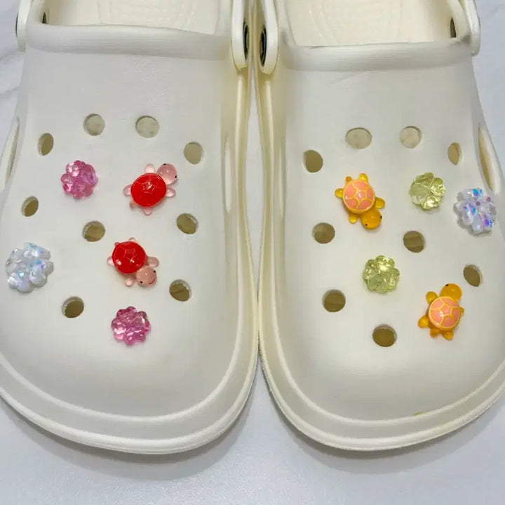 [BUNJANG] Clover Turtle Shoe Charms Set / 새상품) 네잎클로버 거북이 지비츠 자비츠 찌비츠 10개 세트 실리콘참