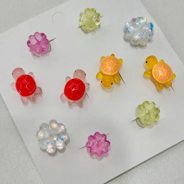 [BUNJANG] Clover Turtle Shoe Charms Set / 새상품) 네잎클로버 거북이 지비츠 자비츠 찌비츠 10개 세트 실리콘참