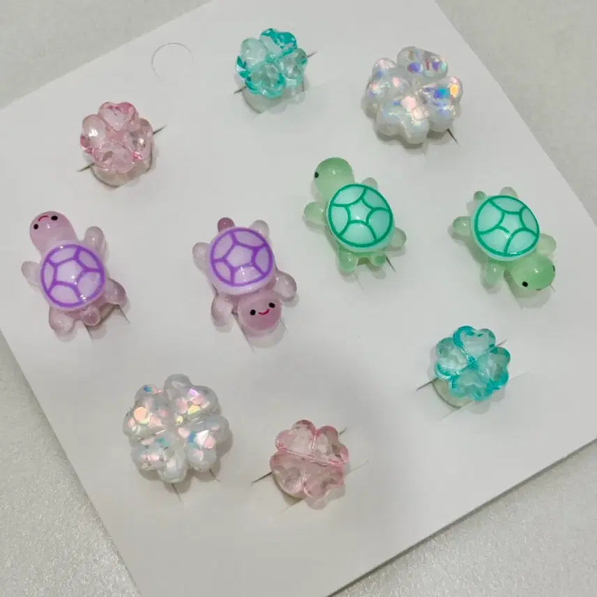 [BUNJANG] Clover Turtle Shoe Charms Set / 새상품) 네잎클로버 거북이 지비츠 자비츠 찌비츠 10개 세트 실리콘참