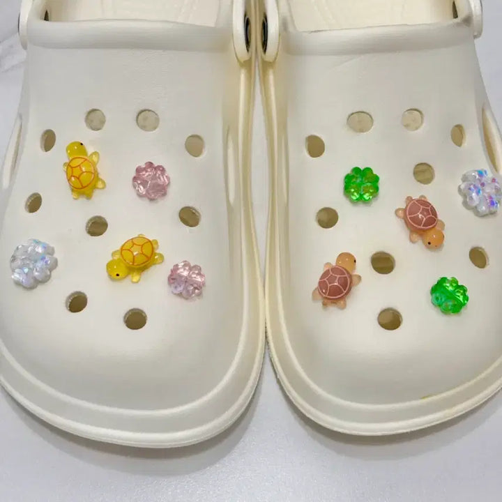 [BUNJANG] Clover Turtle Shoe Charms Set / 새상품) 네잎클로버 거북이 지비츠 자비츠 찌비츠 10개 세트 실리콘참