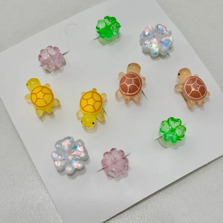 [BUNJANG] Clover Turtle Shoe Charms Set / 새상품) 네잎클로버 거북이 지비츠 자비츠 찌비츠 10개 세트 실리콘참