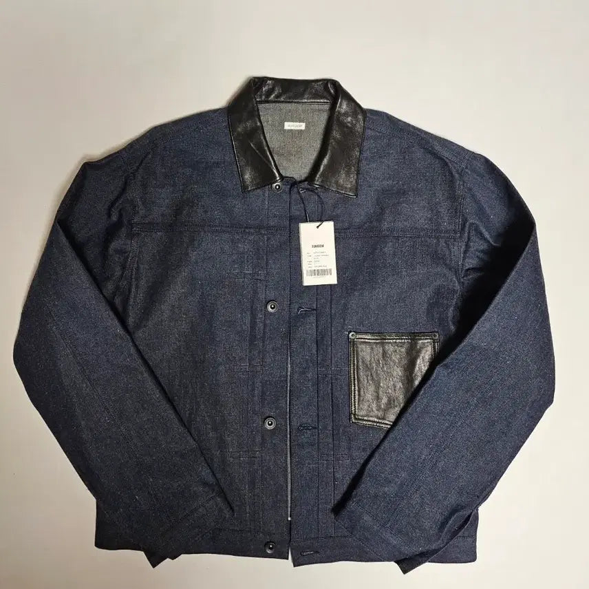 [BUNJANG] Borough Leather Denim Selvage Trucker Jacket / 본로우 레더 데님 셀비지 트러커 자켓