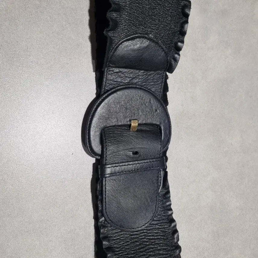 [BUNJANG] Vintage Black Leather Wide Belt / 빈티지 블랙 가죽 와이드 벨트 44~55