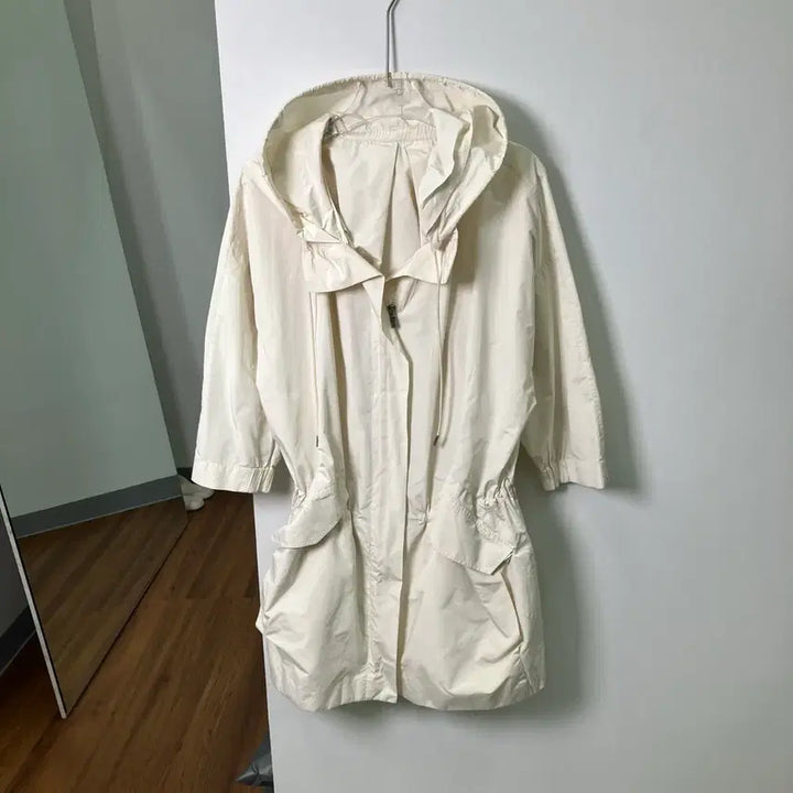 [BUNJANG] Time Ivory Hooded Long Field Jacket / 타임 아이보리색 후드 롱 야상 점퍼