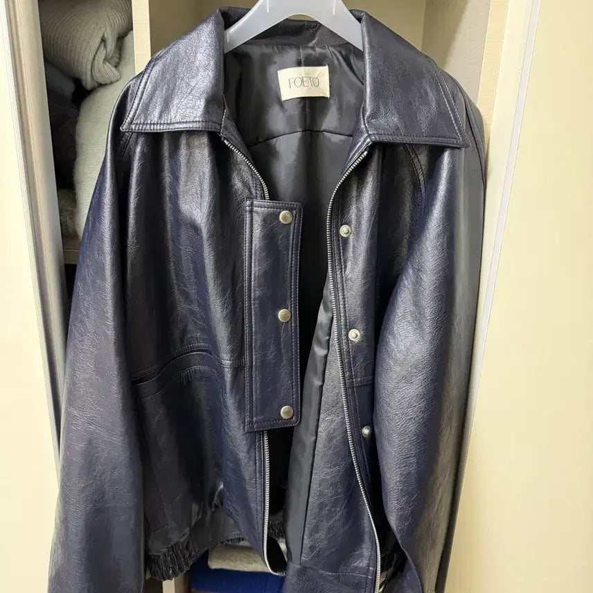 [BUNJANG] Poeto Garage Leather Jacket / 포에토 garage leather jacket 레더자켓 가죽자켓 네이비