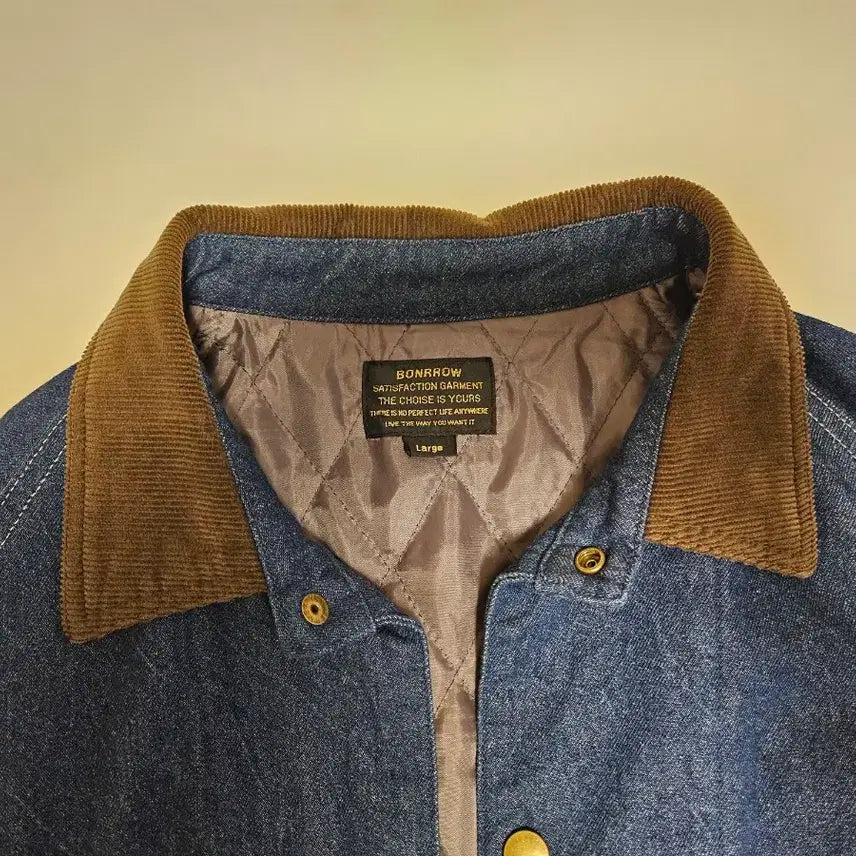 [BUNJANG] Bonrow Denim Coverall Jacket with Corduroy Collar / 본로우 데님 커버올 자켓 코듀로이 카라