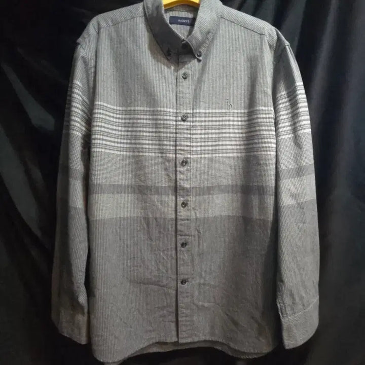 [BUNJANG] Hazzys Gray Stripe Long Sleeve Shirt / 헤지스 그레이 스트라이프 긴팔 셔츠