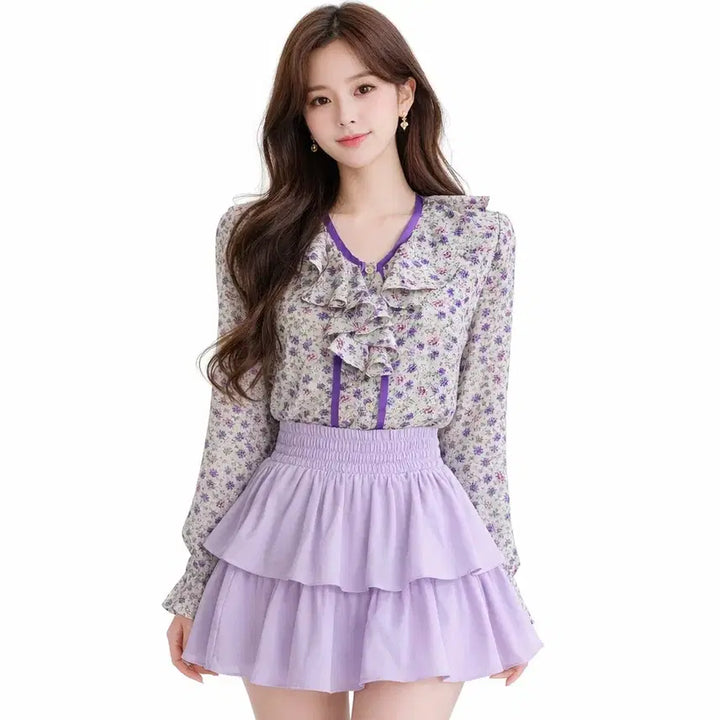 [BUNJANG] 민트 플라워 블라우스 / 민트 플라워 블라우스