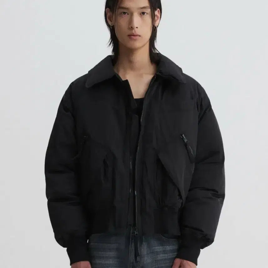 [BUNJANG] L DNSR Flight Crop Padded Jumper Black / [L] 디앤써 (dnsr) 플라이트 크롭 패딩 점퍼 블랙