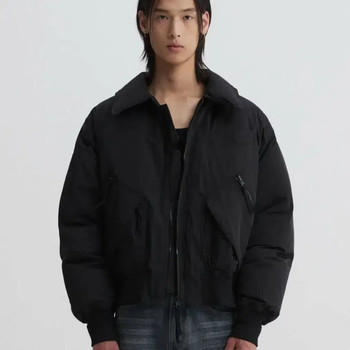 [BUNJANG] L DNSR Flight Crop Padded Jumper Black / [L] 디앤써 (dnsr) 플라이트 크롭 패딩 점퍼 블랙