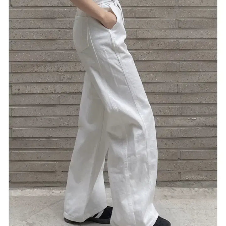 [BUNJANG] Slowand Nars Detailer Wide Pants Cream White Long S / [슬로우앤드] 나스 디테일러 와이드팬츠 (크림화이트/롱S) 택달림