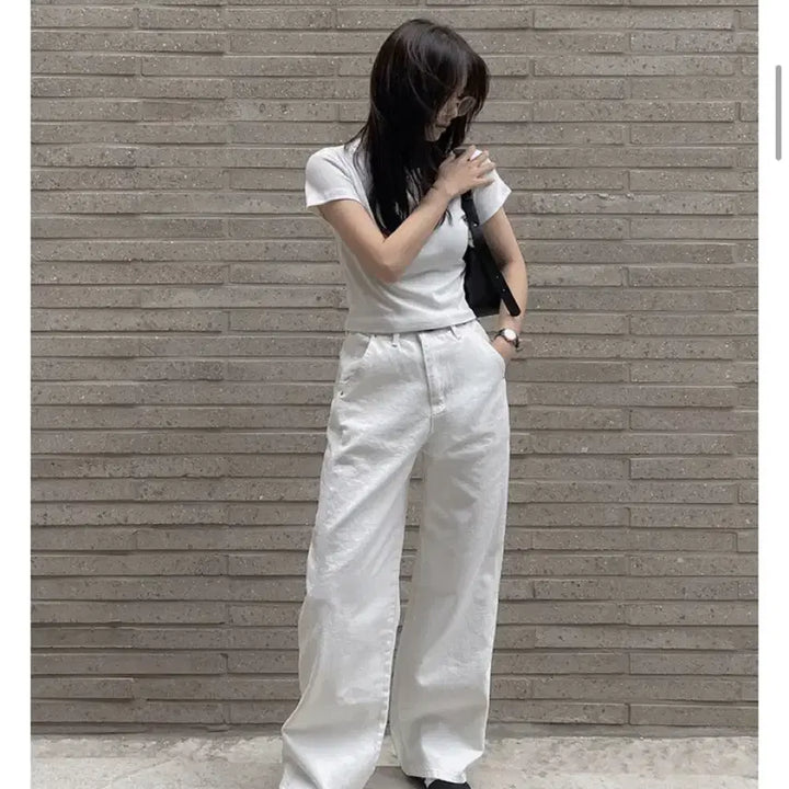 [BUNJANG] Slowand Nars Detailer Wide Pants Cream White Long S / [슬로우앤드] 나스 디테일러 와이드팬츠 (크림화이트/롱S) 택달림
