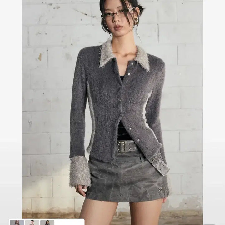 [BUNJANG] Hyoki Hairy Fur Cardigan / 효키 헤어리 퍼 가디건