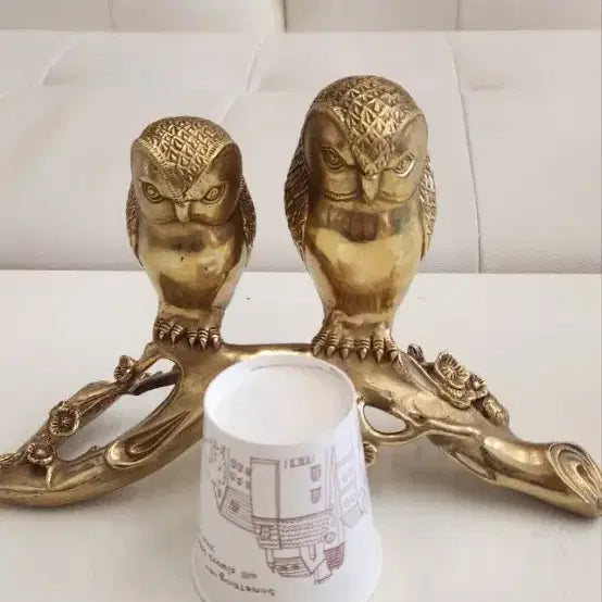 [BUNJANG] Owl Couple Bronze Sculpture / 부엉이부부 브론즈