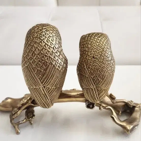 [BUNJANG] Owl Couple Bronze Sculpture / 부엉이부부 브론즈