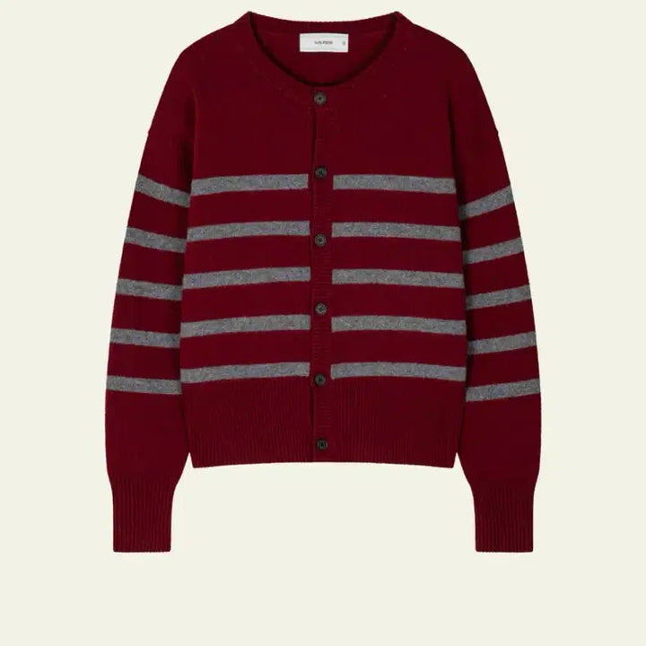 [BUNJANG] Waviness Stripe Round-neck Cardigan / Waviness Stripe Round-neck Cardigan