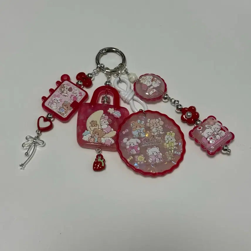 [BUNJANG] Handmade Red Bead Keyring Collection / 빨간계열 미코 친구들 주렁이 비즈 키링 모음 (개당 4500