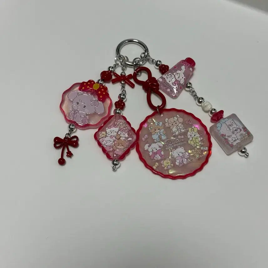 [BUNJANG] Handmade Red Bead Keyring Collection / 빨간계열 미코 친구들 주렁이 비즈 키링 모음 (개당 4500