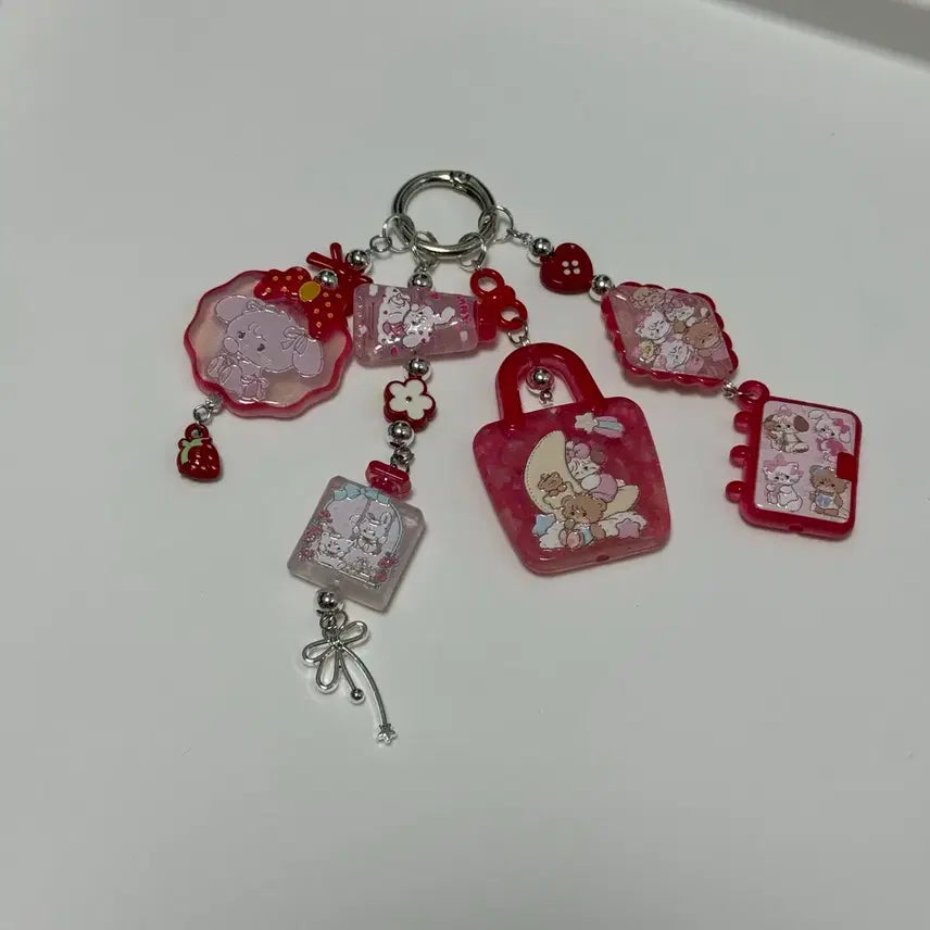 [BUNJANG] Handmade Red Bead Keyring Collection / 빨간계열 미코 친구들 주렁이 비즈 키링 모음 (개당 4500