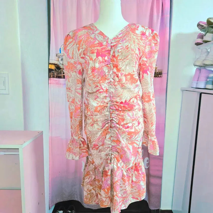[BUNJANG] Pink Marble Shirring Dress / 핑크 마블 셔링 원피스