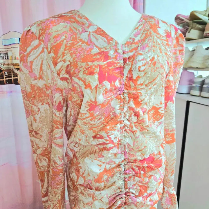 [BUNJANG] Pink Marble Shirring Dress / 핑크 마블 셔링 원피스