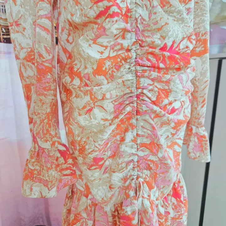 [BUNJANG] Pink Marble Shirring Dress / 핑크 마블 셔링 원피스