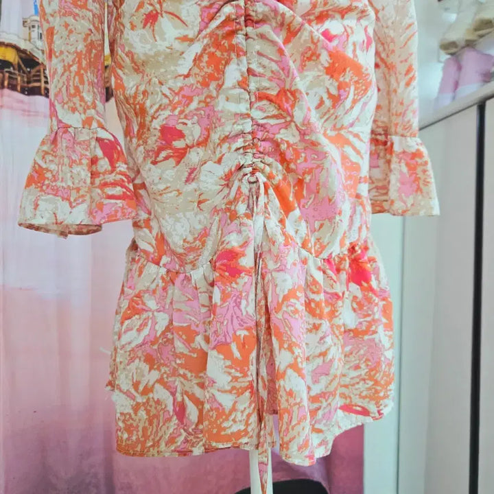 [BUNJANG] Pink Marble Shirring Dress / 핑크 마블 셔링 원피스