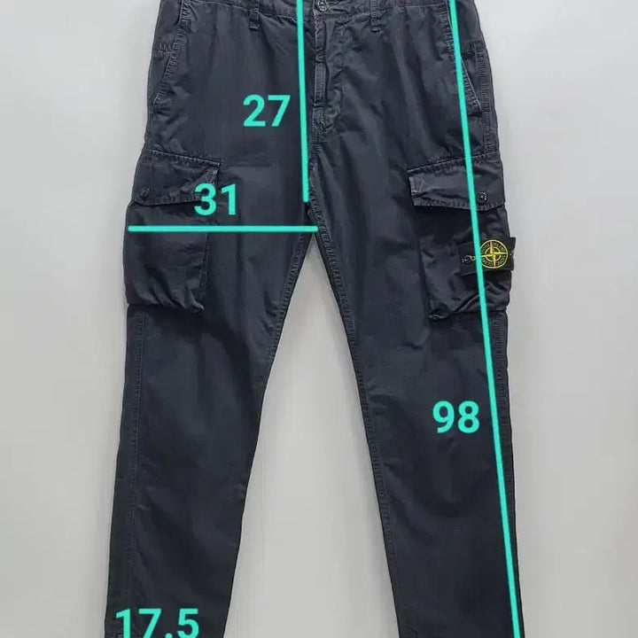 [BUNJANG] Stone Island 21SS Logo Patch Cargo Pants / 스톤아일랜드 21SS 로고 패치 와펜 카고 팬츠 / 남 84 매장판 블랙