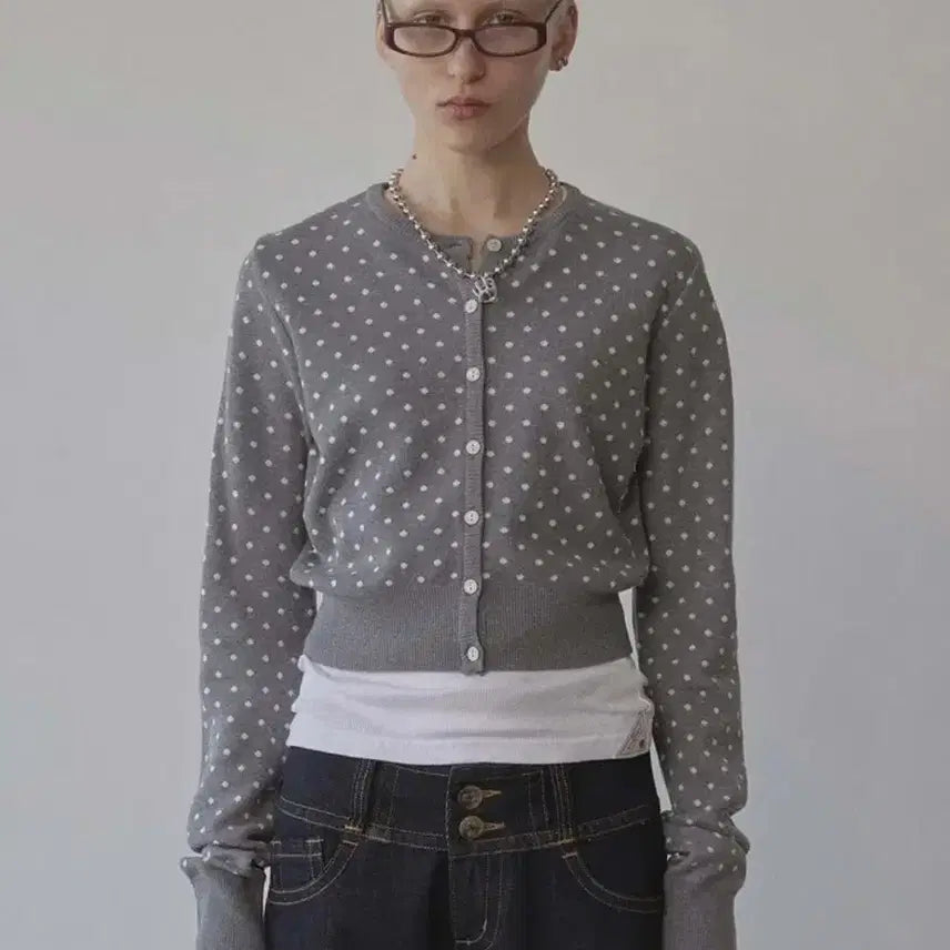 [BUNJANG] Sculptor Dot Cardigan Gray S / 스컬프터 도트 가디건 그레이 s