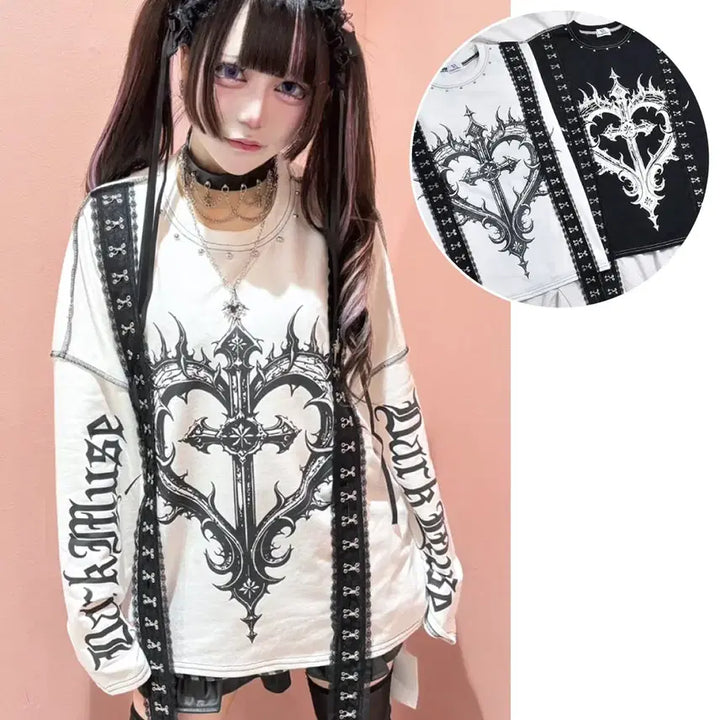 [BUNJANG] Volcan Lace Hook Stitch Long T-shirt / volcan 볼칸 레이스 훅 스티치 롱 티셔츠