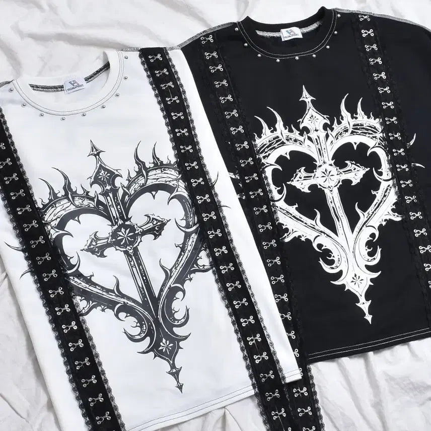 [BUNJANG] Volcan Lace Hook Stitch Long T-shirt / volcan 볼칸 레이스 훅 스티치 롱 티셔츠