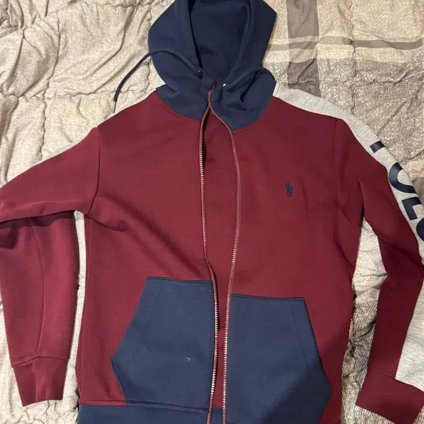 [BUNJANG] Polo Tricolor Hoodie Zip-up / 폴로 삼색 후드 집업