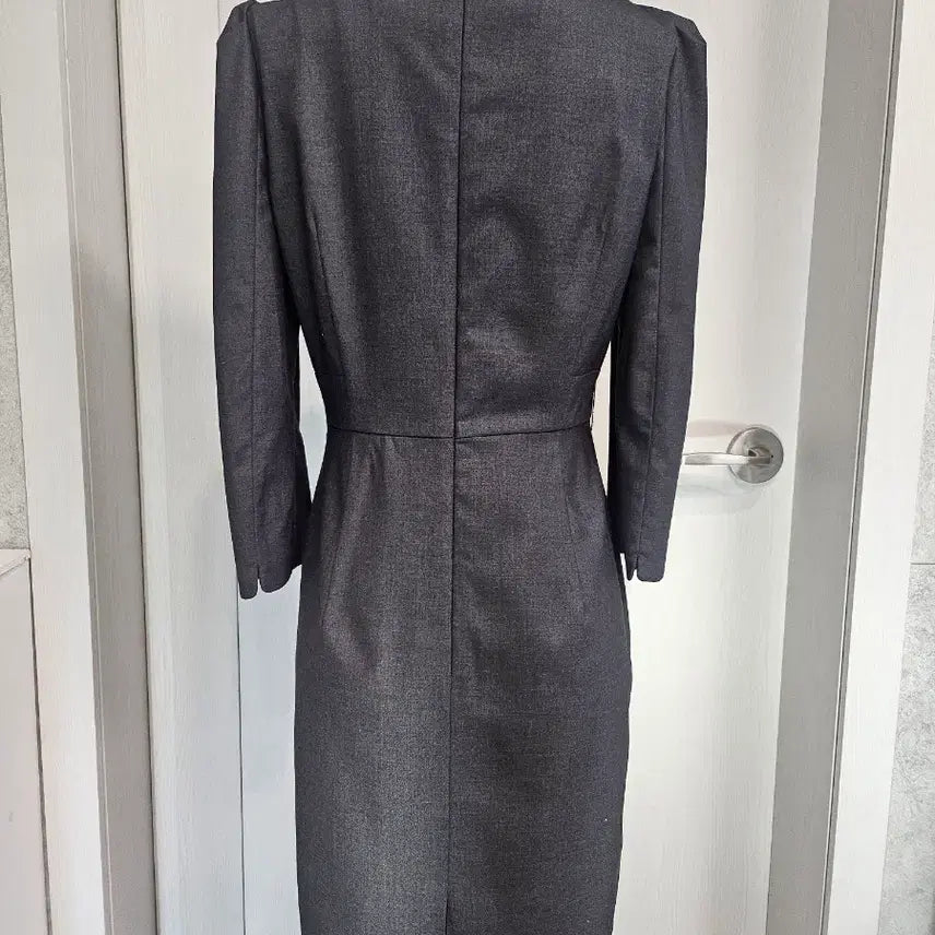 [BUNJANG] Gray Pleated 3/4 Sleeve Dress / 그레이 7부 소매 플리츠 원피스