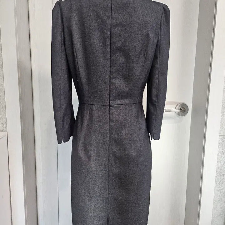[BUNJANG] Gray Pleated 3/4 Sleeve Dress / 그레이 7부 소매 플리츠 원피스