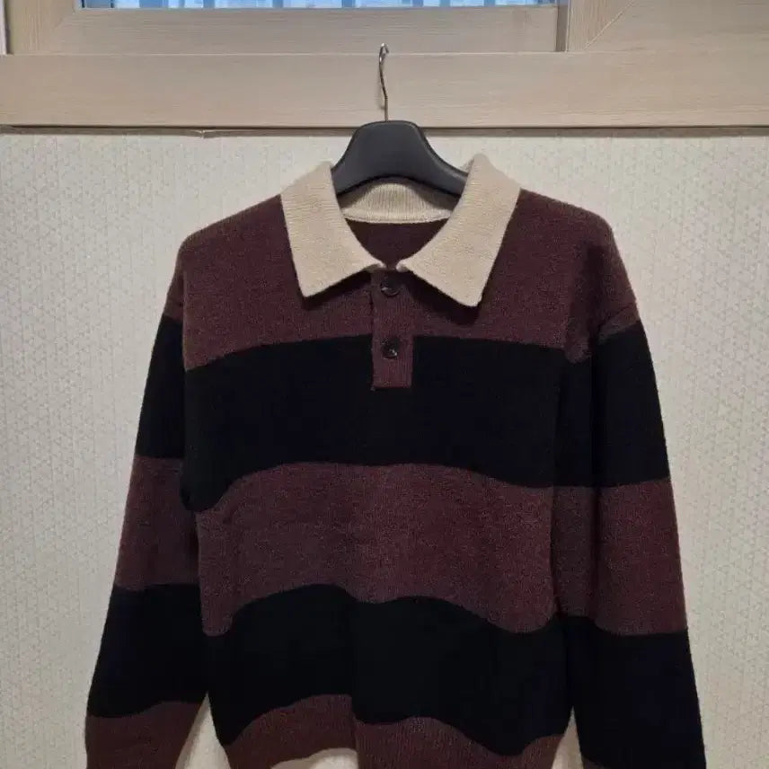 [BUNJANG] 8seconds Stripe Collar Knit / 에잇세컨즈 스트라이프 카라 니트