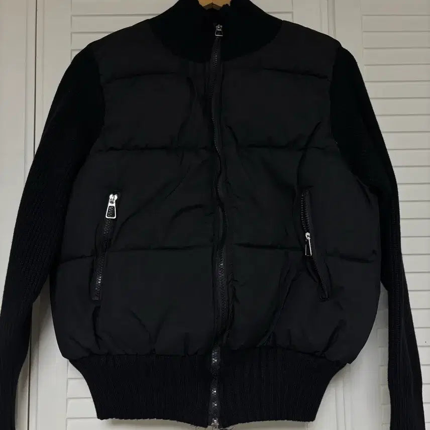 [BUNJANG] Black Knit Padded Jumper / 블랙 니트 패딩 점퍼