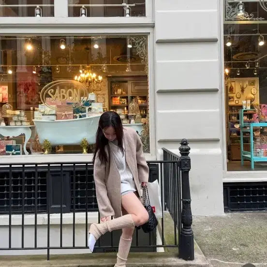 [BUNJANG] Songlabel Foreign Unni Collarless Coat - Alpaca Light Mocha / 쏭라벨 외국언니 카라리스 코트- 알파카 라이트모카