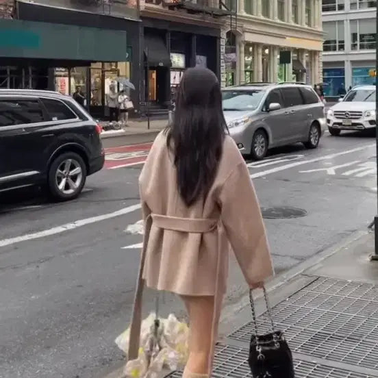 [BUNJANG] Songlabel Foreign Unni Collarless Coat - Alpaca Light Mocha / 쏭라벨 외국언니 카라리스 코트- 알파카 라이트모카