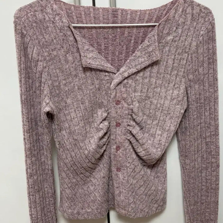 [BUNJANG] Ribbed Shirred Knit Cardigan / 골지 셔링 니트 가디건