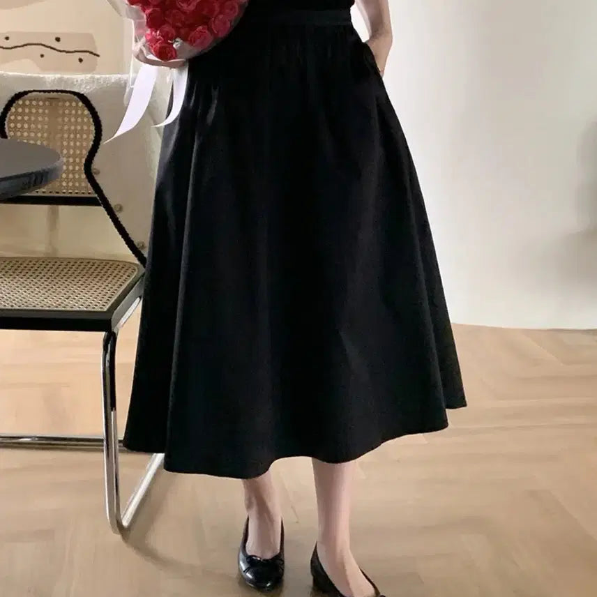 [BUNJANG] Black A-Line Long Skirt / [택O,1회착용] 블랙 A라인 롱 스커트