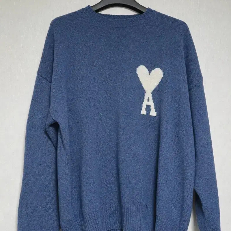 [BUNJANG] Ami Heart Logo Knit Sweater Blue L / [L] 아미 하트 로고 (안타르시아) 니트 스웨터 블루