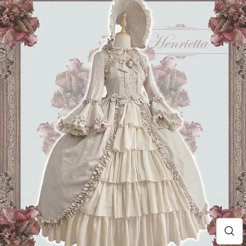 [BUNJANG] Henrietta Victorian Lolita Dress Bundle Set / 헨리에타 빅토리안 돌 드레스 보닛파이에2개 일괄