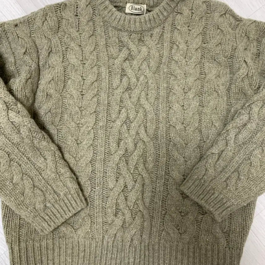 [BUNJANG] Blank Olive Cable Knit Sweater / 꽈배기 니트 올리브색