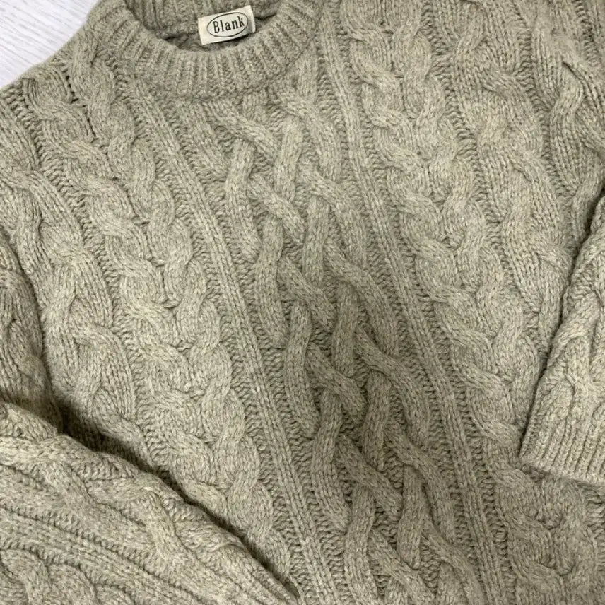 [BUNJANG] Blank Olive Cable Knit Sweater / 꽈배기 니트 올리브색