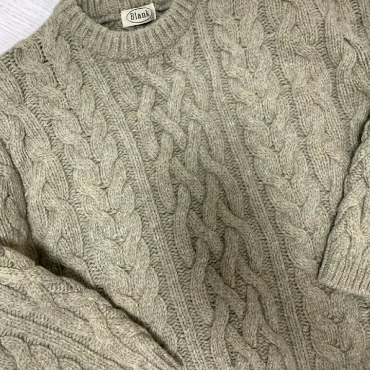 [BUNJANG] Blank Olive Cable Knit Sweater / 꽈배기 니트 올리브색