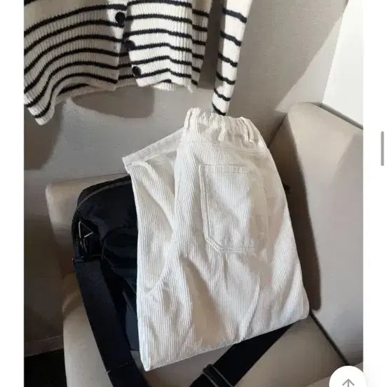 [BUNJANG] Kimahop Ivory Corduroy Wide Pants / 김아홉 36 아이보리 골덴 와이드 와이드팬츠 레이어드 블랙업